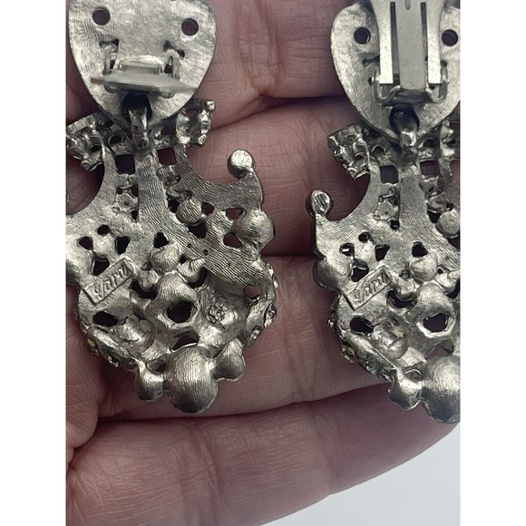 Vintage Tara Statement Hindged Bling Earrings - Picture 7 of 9
